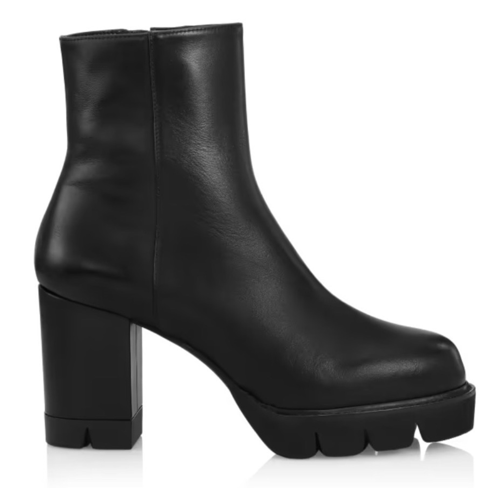 Stuart Weitzman Ande Leather Block Heel Booties